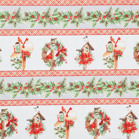 Feathered Festivities - Cardinal Repeating Stripe Multi Yardage