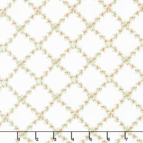 Feathered Festivities - Trellis White Yardage