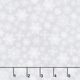 Feathered Festivities - Snowflakes Gray White Yardage