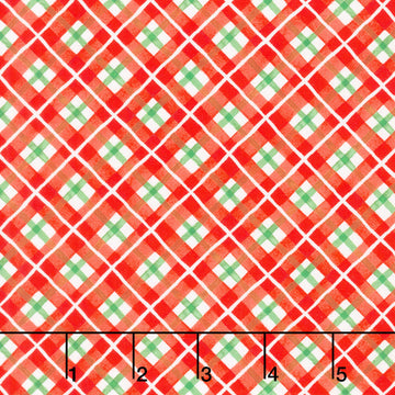 Feathered Festivities - Plaid Red Yardage