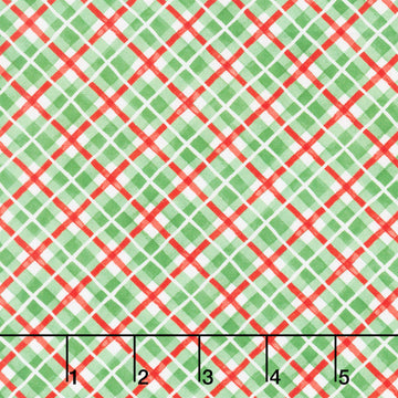 Feathered Festivities - Plaid Green Yardage