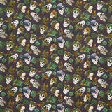 Dark Academia - Skulls and Hats Black Yardage