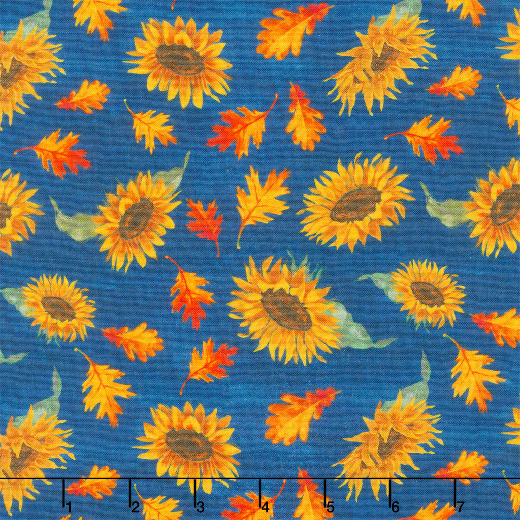 Harvest Delight - Sunflower Toss Navy Yardage