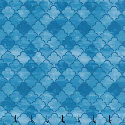 Harvest Delight - Scallops Blue Yardage
