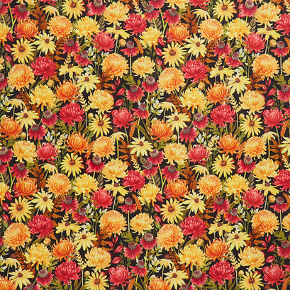 Monarch Meadow - Packed Floral Black Yardage