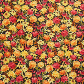 Monarch Meadow - Packed Floral Black Yardage