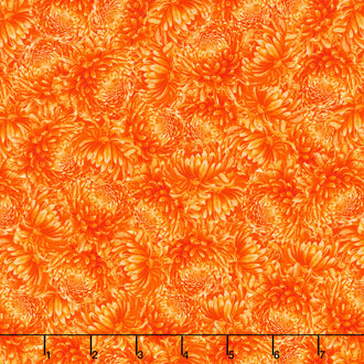 Monarch Meadow - Packed Chrysanthemum Orange Yardage