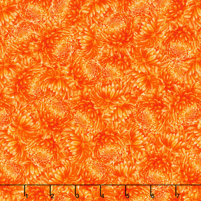 Monarch Meadow - Packed Chrysanthemum Orange Yardage