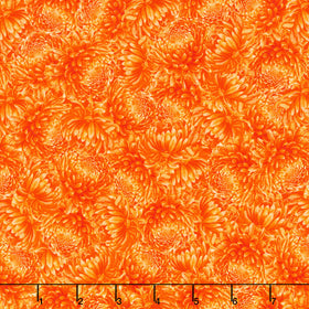 Monarch Meadow - Packed Chrysanthemum Orange Yardage