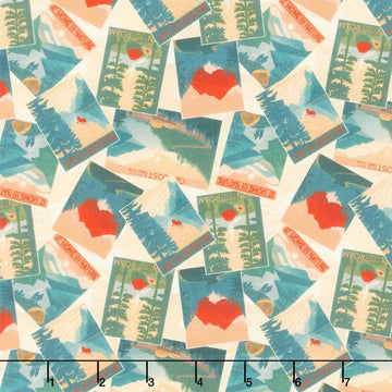 Paddle and Pine - Tossed Posters Multi Yardage