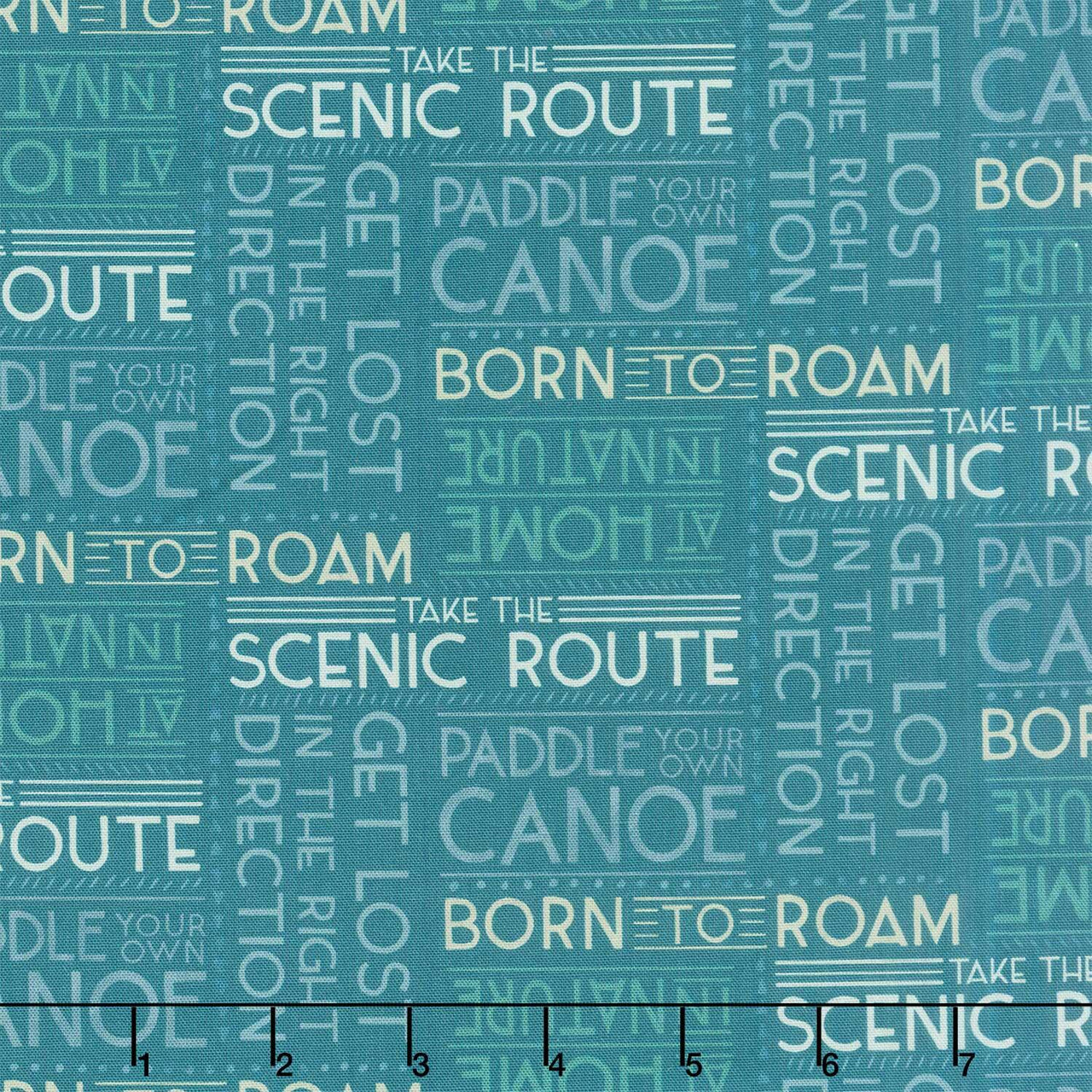 Paddle and Pine - Words Navy Blue Yardage