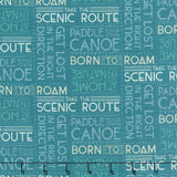 Paddle and Pine - Words Navy Blue Yardage