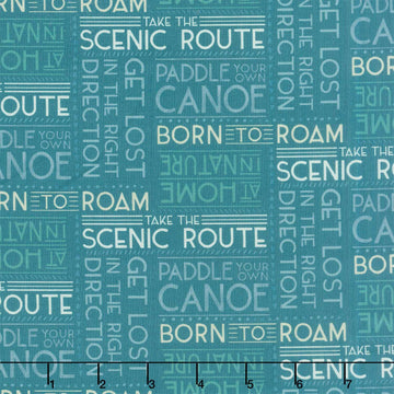 Paddle and Pine - Words Navy Blue Yardage