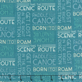 Paddle and Pine - Words Navy Blue Yardage
