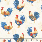Rooster Reverie - Roosters Cream Yardage