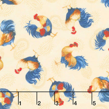 Rooster Reverie - Tossed Roosters Golden Yardage
