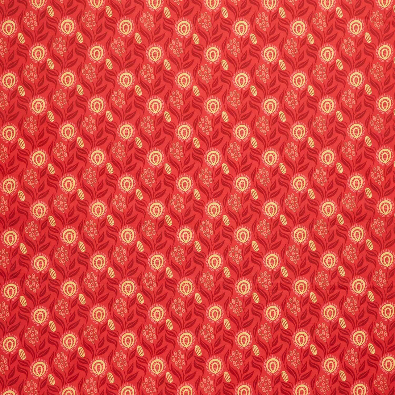 Rooster Reverie - Boho Floral Red Yardage