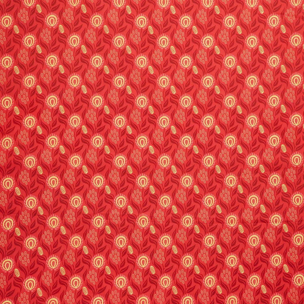 Rooster Reverie - Boho Floral Red Yardage