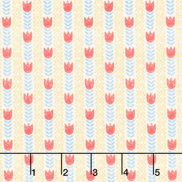 Rooster Reverie - Tulip Stripe Ivory Yardage