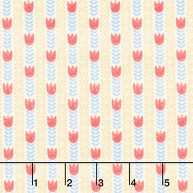 Rooster Reverie - Tulip Stripe Ivory Yardage