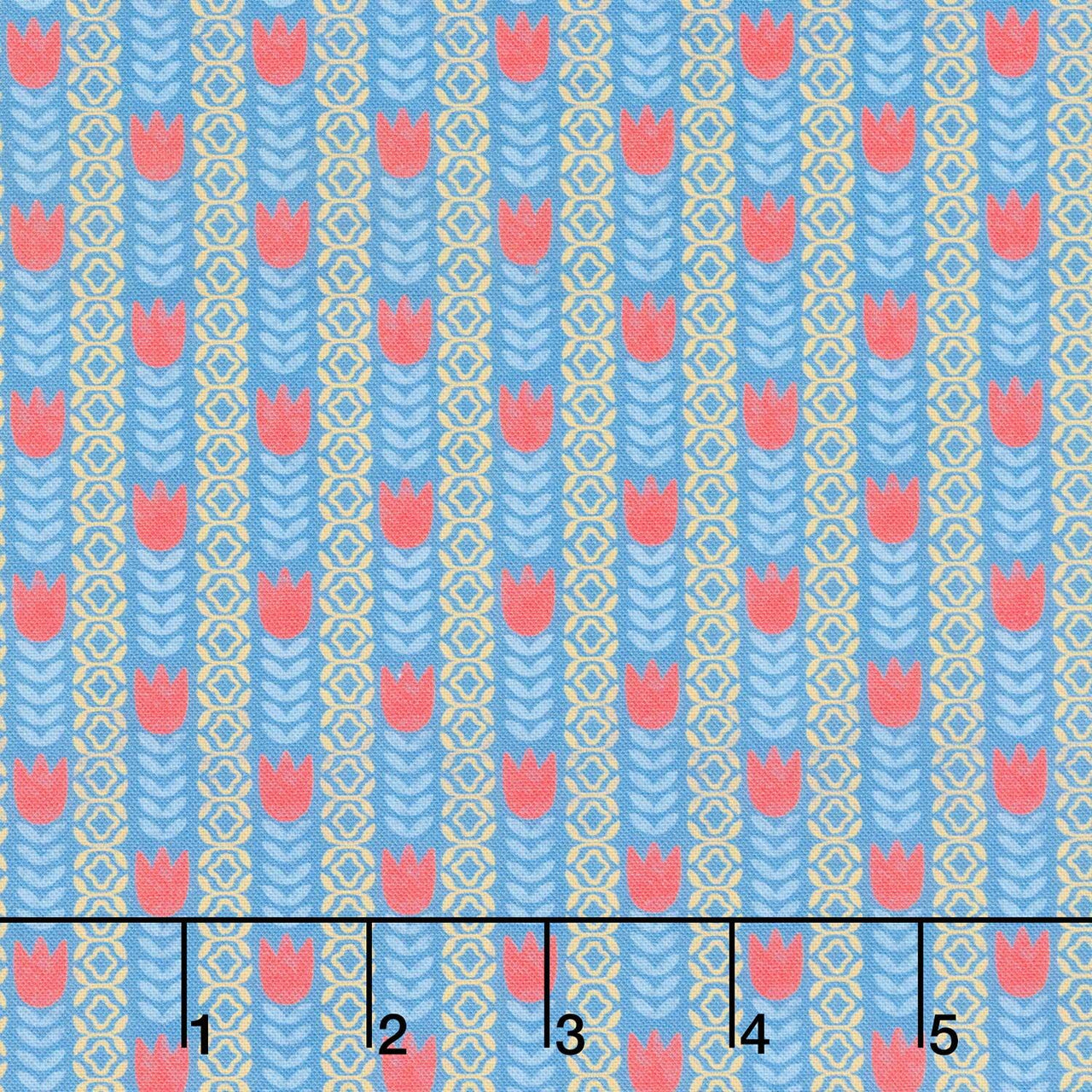 Rooster Reverie - Tulip Stripe Blue Yardage