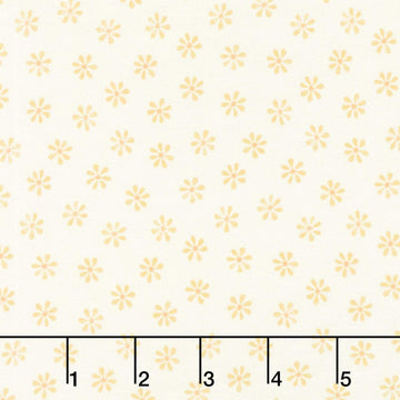 Rooster Reverie - Floral Dot Ivory Gold Yardage
