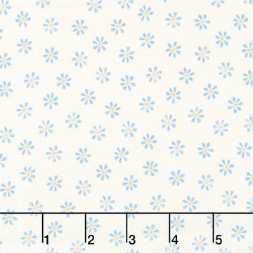 Rooster Reverie - Floral Dot Ivory Blue Yardage