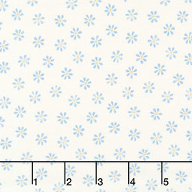 Rooster Reverie - Floral Dot Ivory Blue Yardage