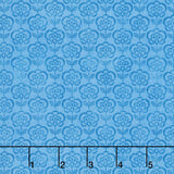 Rooster Reverie - Floral Stamp Blue Yardage