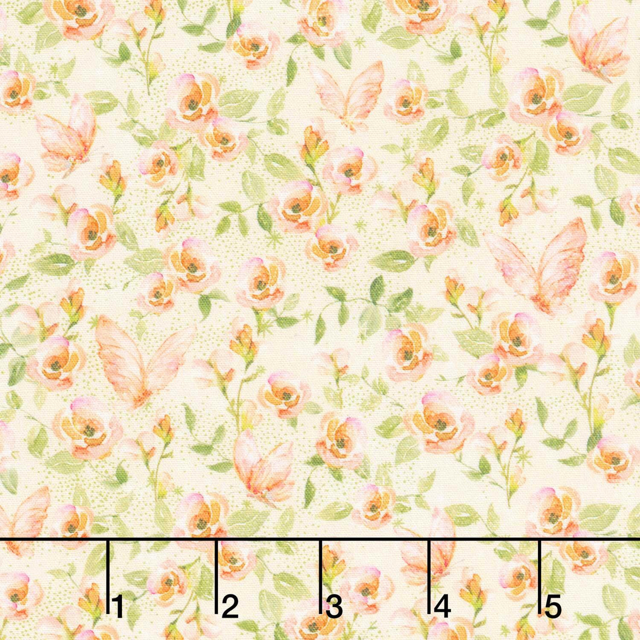 Fairy Boutique - Flowers & Butterflies Cream/Pink Yardage