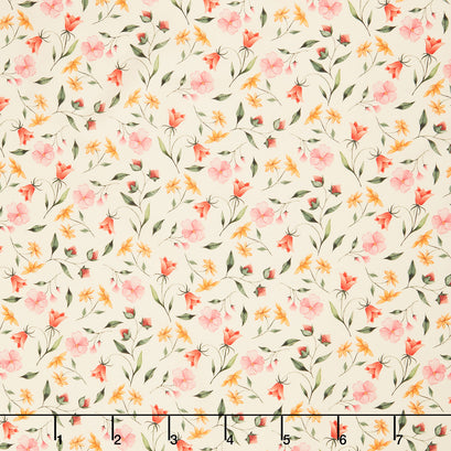 Petal Pixies - Pretty Sprigs Ivory Yardage