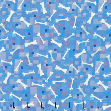 Fur-Ever Friends - Fetch Bone Blue Yardage