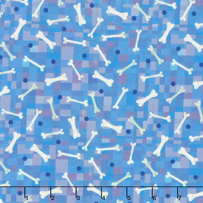 Fur-Ever Friends - Fetch Bone Blue Yardage
