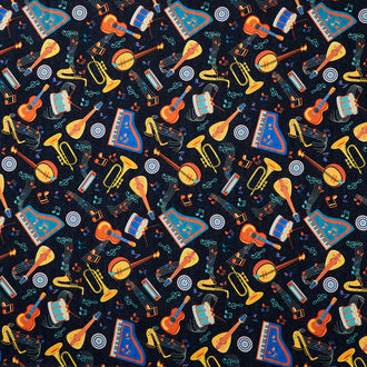 Feeling Jazzy - Live Jazz Black Multi Cotton Yardage