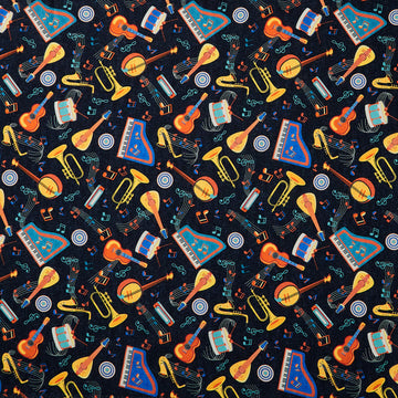 Feeling Jazzy - Live Jazz Black Multi Cotton Yardage
