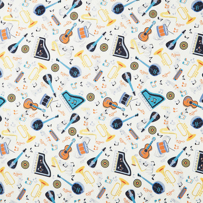 Feeling Jazzy - Live Jazz Ivory Multi Cotton Yardage
