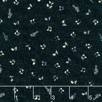 Feeling Jazzy - Music Notes Black Yardage