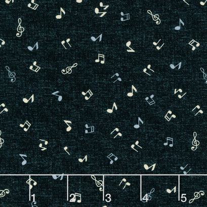 Feeling Jazzy - Music Notes Black Yardage