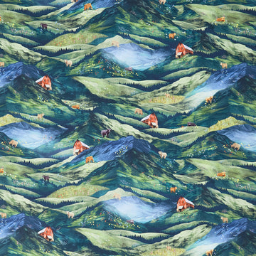 Highland Hooves - Little Hoof Hills Pasture Cotton Yardage