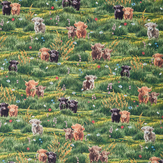 Highland Hooves - Highland Calves Highland Green Yardage