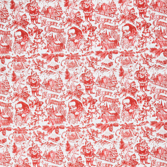 Jolly Christmas - Santa Toile Ivory Red Cotton Yardage