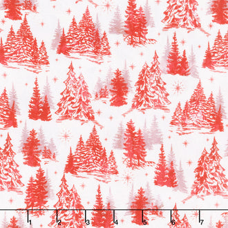 Jolly Christmas - Winter Forest Ivory/Red Cotton Yardage