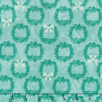 Jolly Christmas - Holiday Wreath Light Green Cotton Yardage