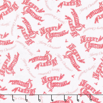 Jolly Christmas - Merry Christmas Ivory Red Cotton Yardage