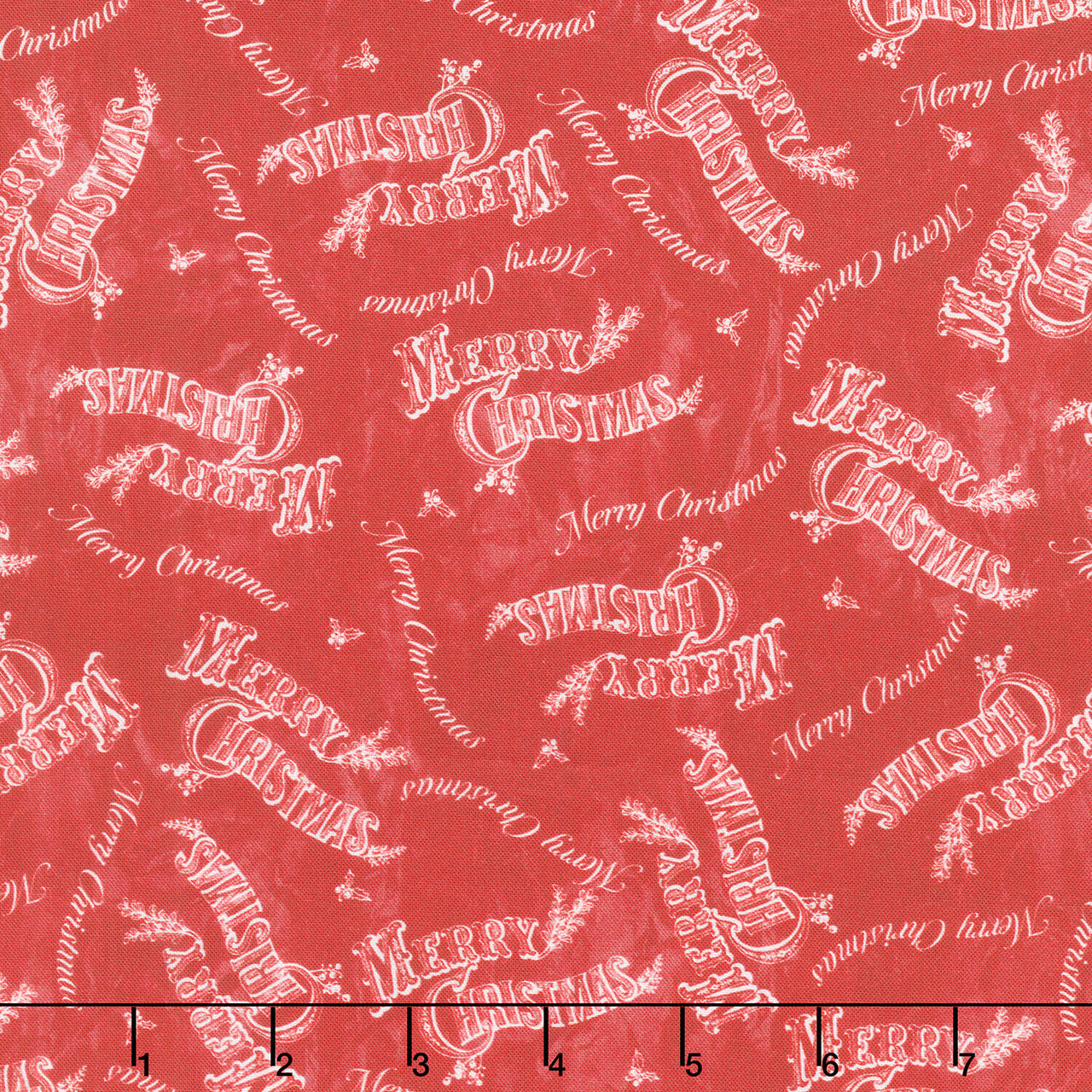 Jolly Christmas - Merry Christmas Red Cotton Yardage