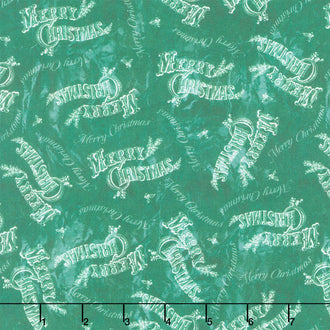 Jolly Christmas - Merry Christmas Dark Green Cotton Yardage