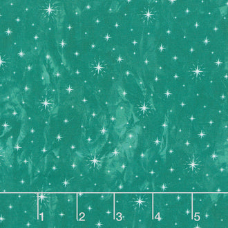 Jolly Christmas - Twinkle Stars Green Cotton Yardage