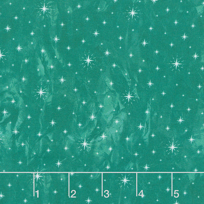 Jolly Christmas - Twinkle Stars Green Cotton Yardage