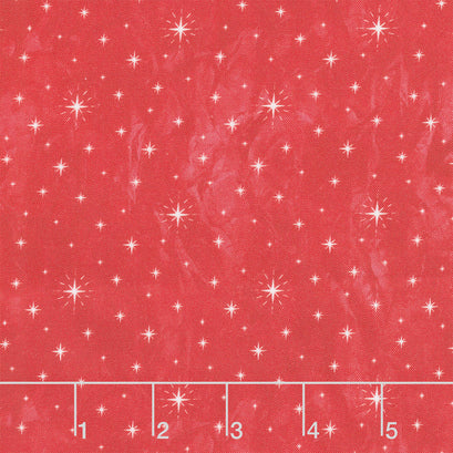 Jolly Christmas - Twinkle Stars Red Cotton Yardage
