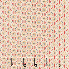 Circa - Turkey Red Sunbursts Cream Yardage